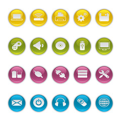 Gel icons in Colors - Computer Equipment Buttons.