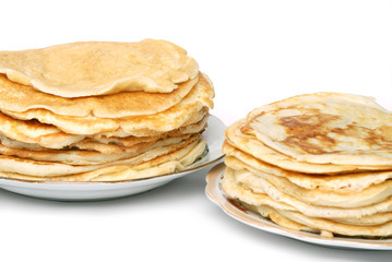 two stacks of pancakes