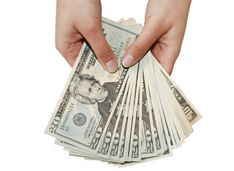 Woman hands holding money