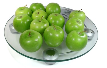 Äpfel auf Personenwaage