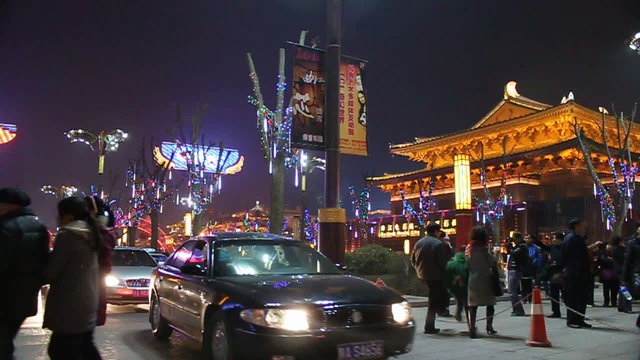 night street of chinese city, Xi'an, China,