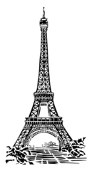 Papier Peint photo Lavable Illustration Paris Tour Eiffel