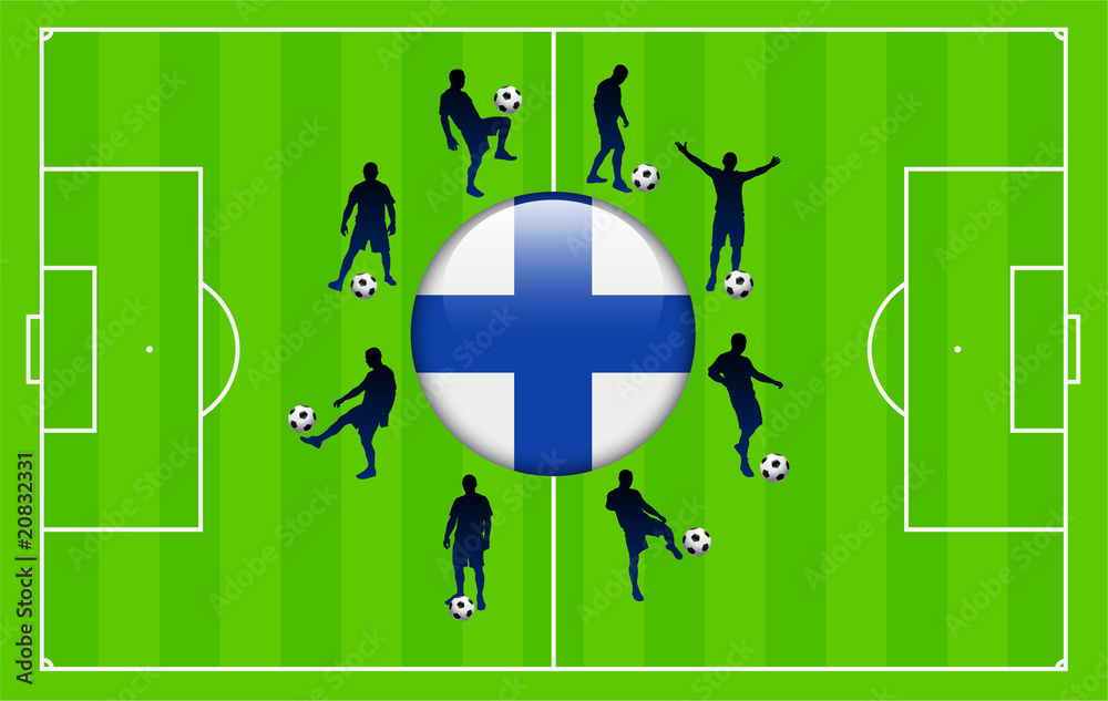 Wall mural Finland Flag Icon Internet Button with Soccer Match