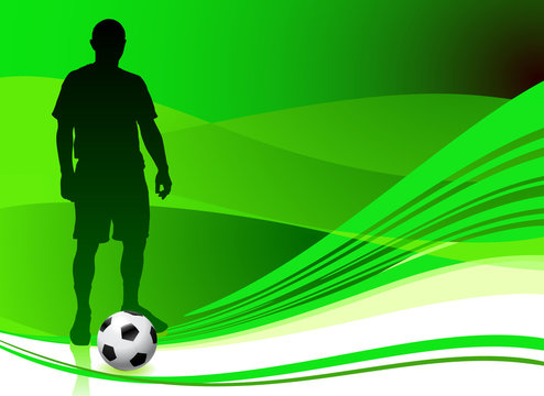 Soccer Player on Abstract Green Background