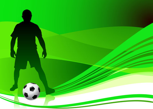 Soccer Player on Abstract Green Background