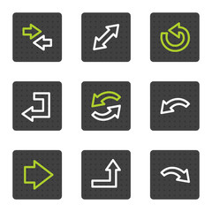 Arrows web icons set 1, grey square buttons series