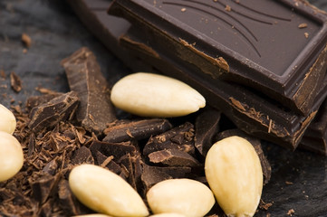 Chopped chocolate with sweet almonds. delicious