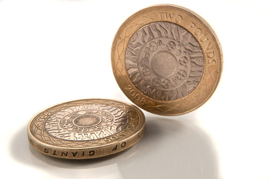 British two pound coins.