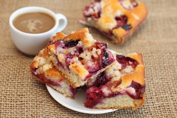 Plum cake and coffee