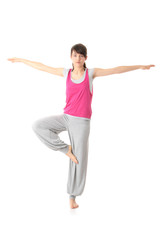 Teen woman training yoga