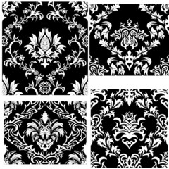 damask seamless patterns set
