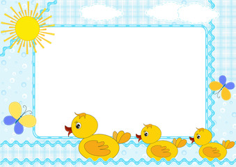 Children's photo framework. Ducklings.