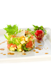 salad with avocado and salmon