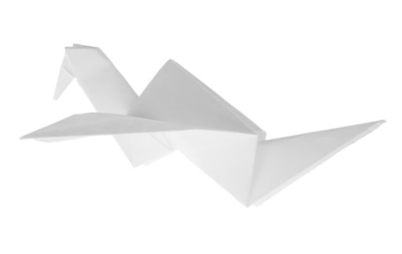 isolated white paper crane