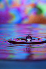 Colorful red, yellow, pink and blue water drop and splash