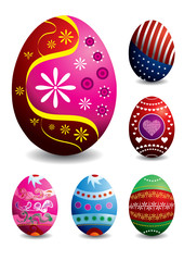 set of 9 beautiful easter eggs illustration