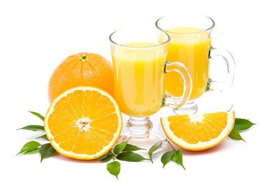 orange juice and some fresh fruits