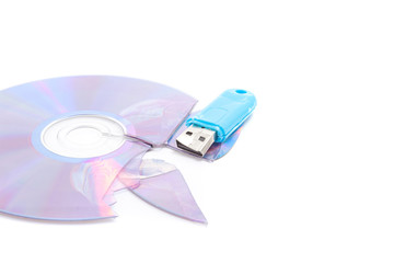 Kaputte CD mit Stick
