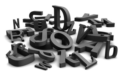 3D alphabet with black letters - obrazy, fototapety, plakaty
