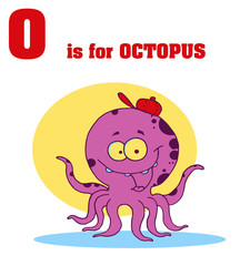 Funny Cartoons Alphabet with Text-O