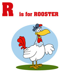 Funny Cartoons Alphabet with Text-R