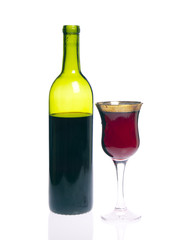 Wine bottle and goblet