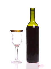 Wine bottle and goblet