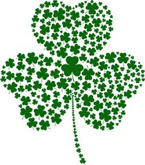A Shamrock made of different sized clovers