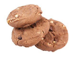 Chocolate cookies isolated on white background