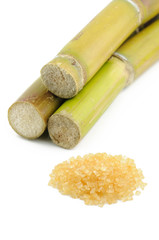 Sugar cane and brown sugar