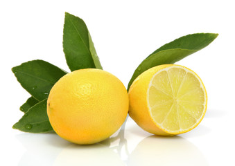 Naklejka na ściany i meble Lemons on white background