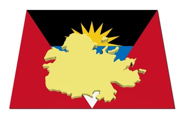 Antigua 3d render map on their flag illustration