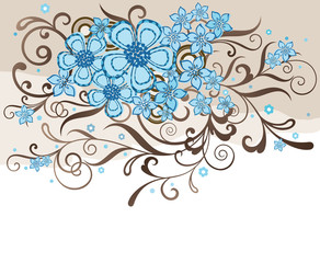 Turquoise and brown floral design