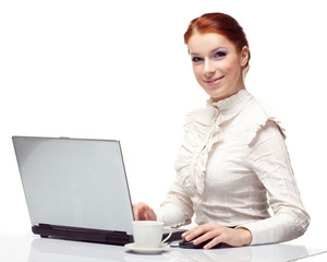 Business woman working on her laptop.