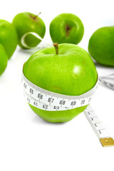 Green apples measured  the meter, sports apples