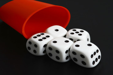 dice on the black background