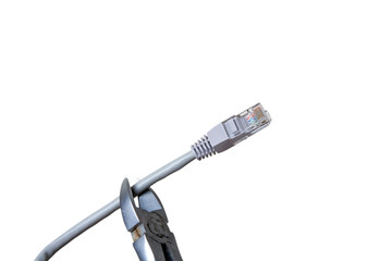 Braking internet cable with pliers
