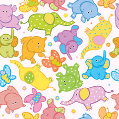 Seamless vector of cute animals © rvika