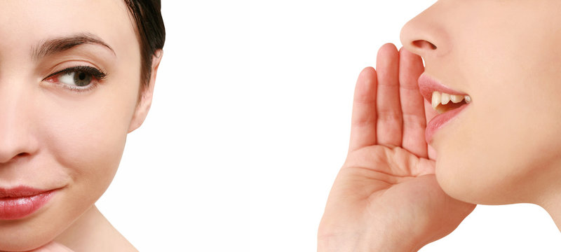 women said, woman listening to gossip