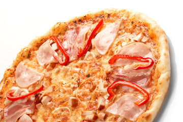 Pizza with pepper and ham