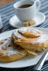 Cinnamon and raisin swirls with coffee