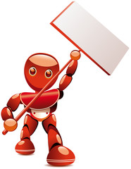 Robot brandissant une pancarte