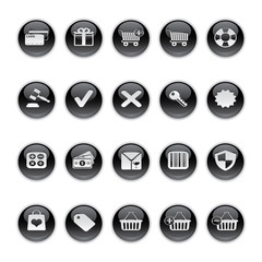 Gel icons in Black - Shopping Buttons.