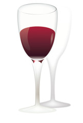 A glass of red wine of isolated on a white background. Vector