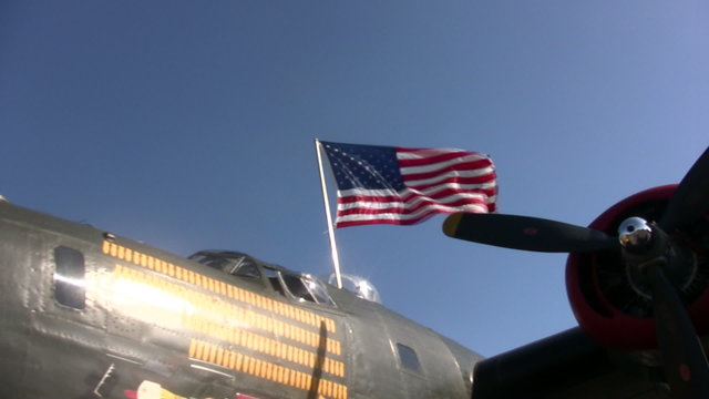 American flag on WW 2 bomber