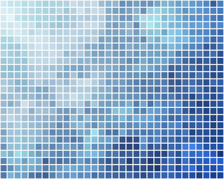 Blue and cyan square mosaic vector background.