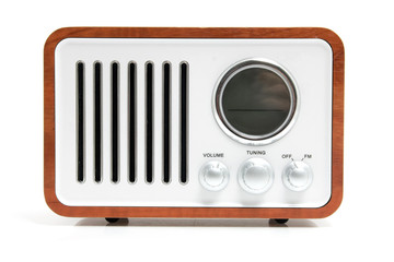 Old fashioned radio over white background