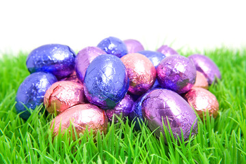 easter eggs in grass