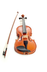 Fototapeta na wymiar violino e archetto visto dal basso