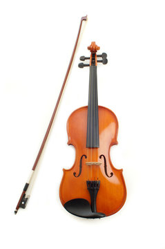 violino e archetto visto di fronte